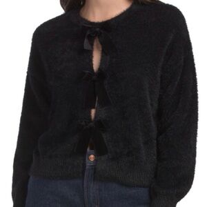 Fuzzy Bow Cardigan
